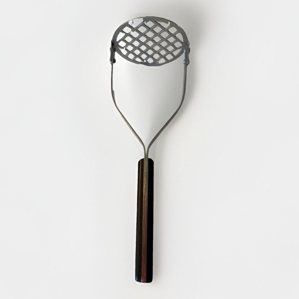 Flint‎ Arrowhead Potato Masher Stainless Steel USA Black Handle Vintage